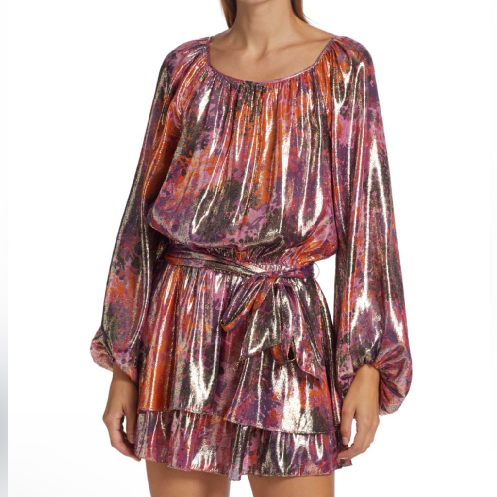 $545 Ramy Brook Women's Purple Long Sleeve Minidress Size Xs